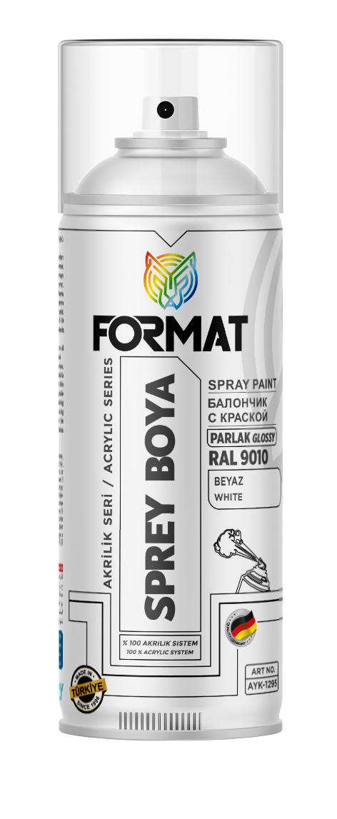 FORMAT RAL 9010 BEYAZ AKRILIK SPREY BOYA (GERÇEK BEYAZ) 400 ML